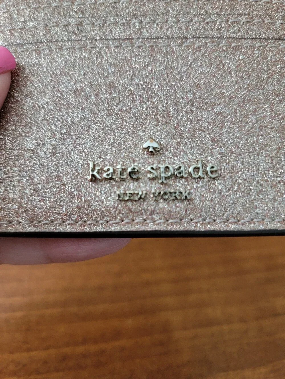 Kate Spade Gold Glitter Sparkle Card Case Holder